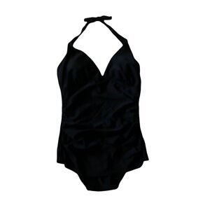 Hilor Halter Tie One Piece Swimsuit Black US 12